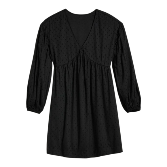 Old Navy Long Sleeve Swing Dress Size Medium in Black Flowy Textured Pockets - Picture 1 of 8